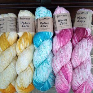 Araucania Yarns Huasco Hand-painted Superwash Wool Blend lot of FIVE Skeins